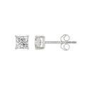 1 Carat Princess Lab Grown Diamond Stud Earrings White Gold angle view