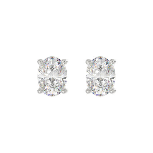 4 Carat Oval Lab Grown Diamond Stud Earrings White Gold angle view