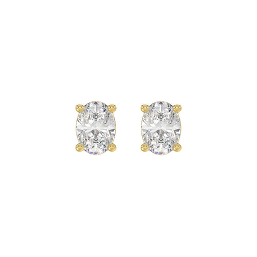 1.5 Carat Oval Lab Grown Diamond Stud Earrings Yellow Gold angle view