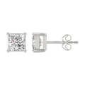 4 Carat Princess Lab Grown Diamond Stud Earrings White Gold angle view