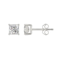 2 Carat Princess Lab Grown Diamond Stud Earrings White Gold angle view