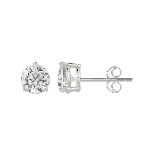 2.5 Carat Round Brilliant Lab Grown Diamond Stud Earrings White Gold angle view