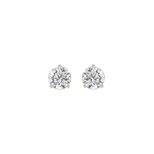 1 Carat Round Brilliant Lab Grown Diamond Stud Earrings White Gold angle view