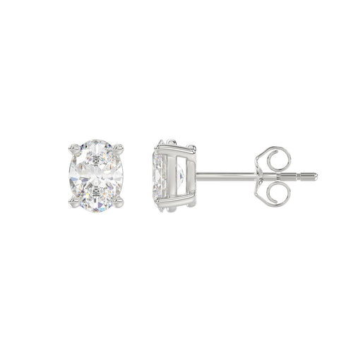 1.5 Carat Oval Lab Grown Diamond Stud Earrings White Gold angle view