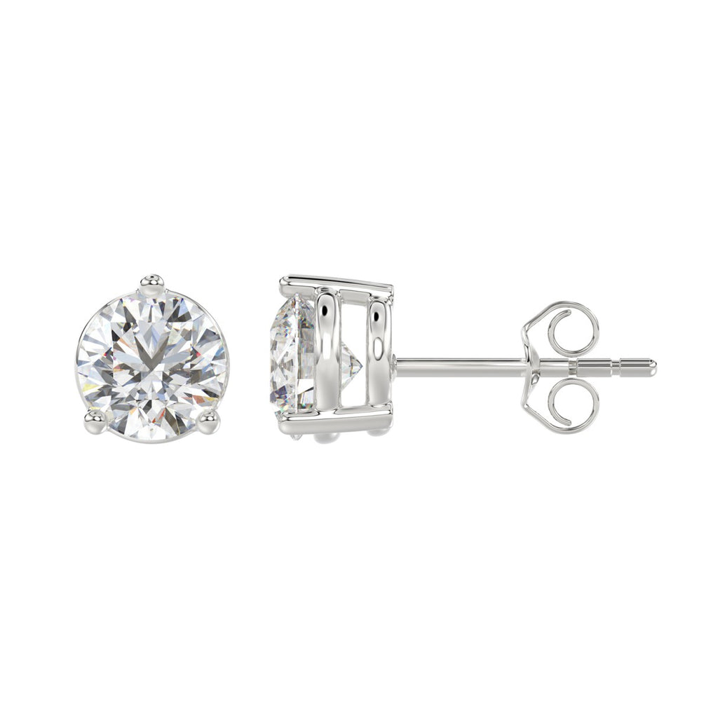 4 Carat Round Brilliant Lab Grown Diamond Stud Earrings White Gold angle view