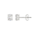 1 Carat Oval Lab Grown Diamond Stud Earrings White Gold angle view