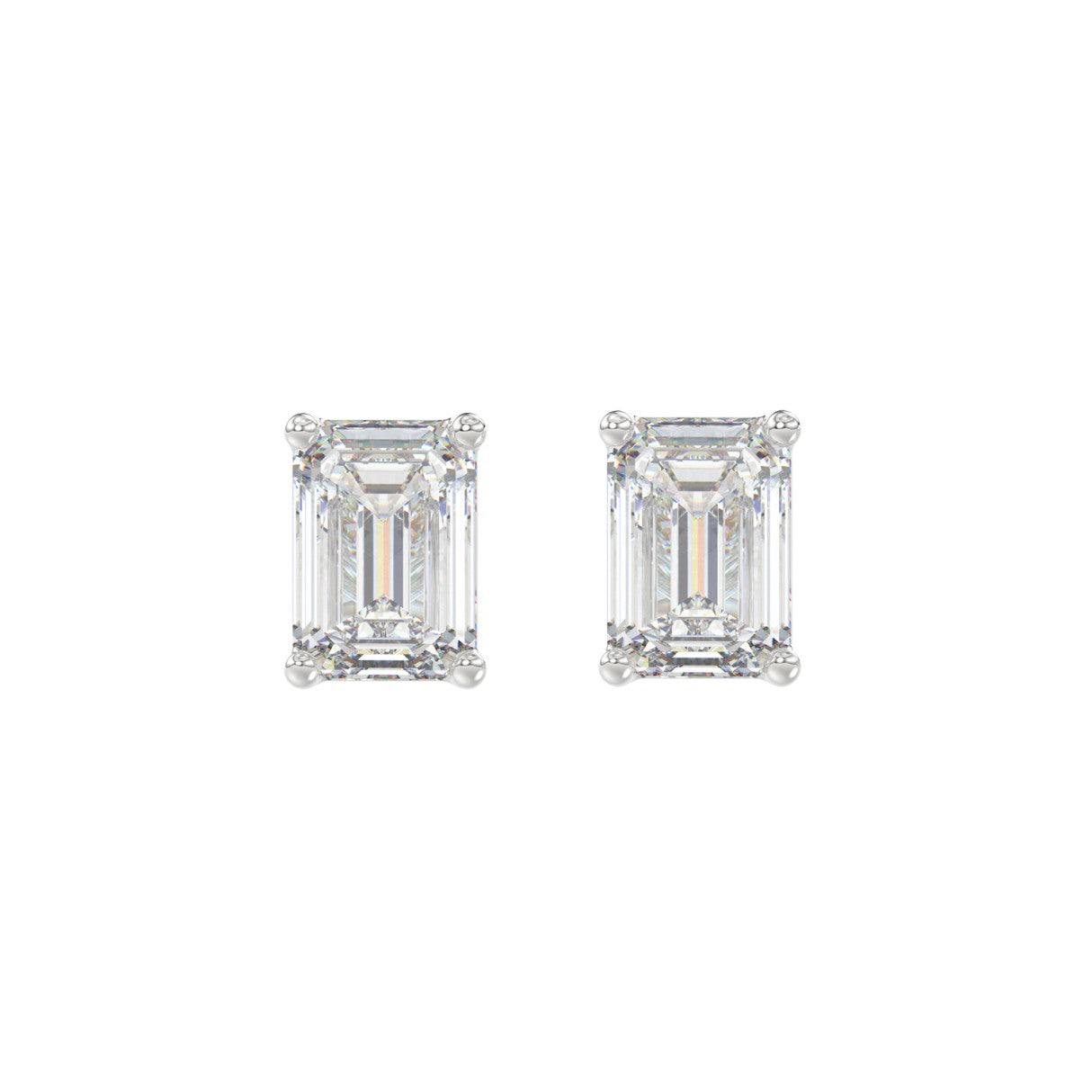 2.5 Carat Emerald Cut Lab Grown Diamond Stud Earrings White Gold angle view