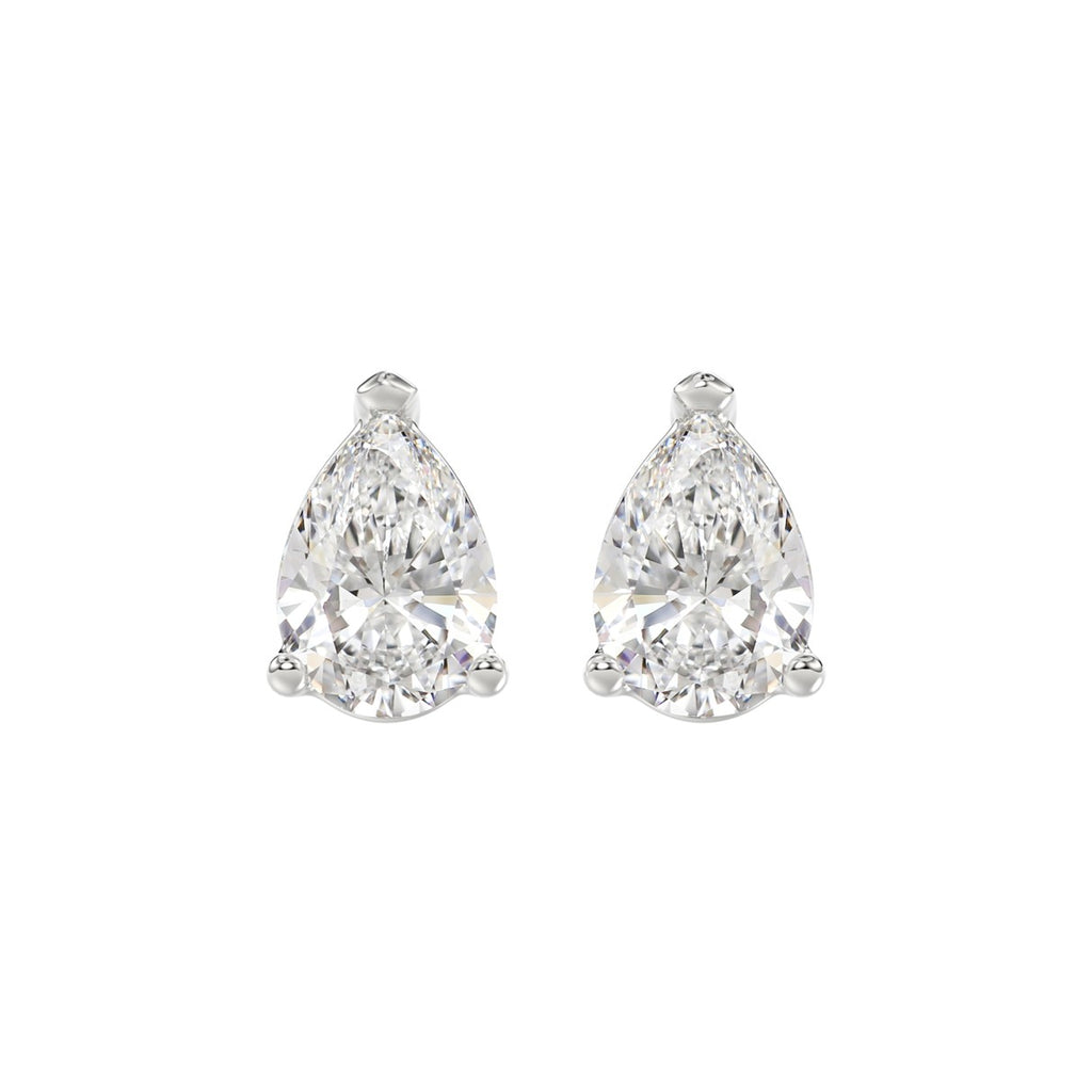 4 Carat Pear Lab Grown Diamond Stud Earrings White Gold angle view