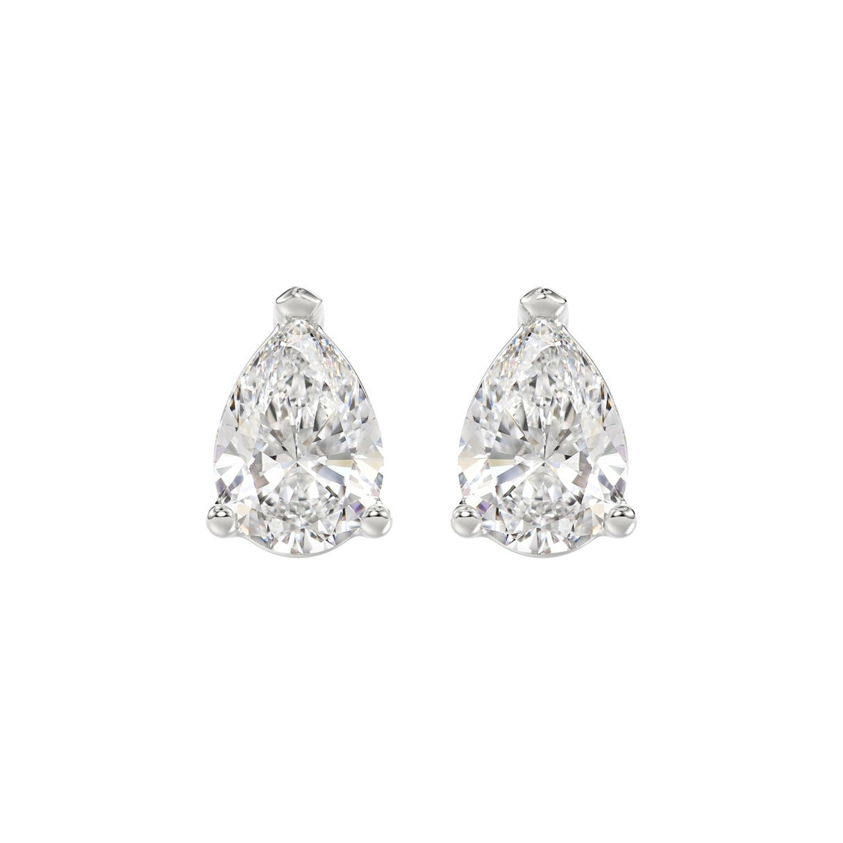 4 Carat Pear Lab Grown Diamond Stud Earrings White Gold angle view