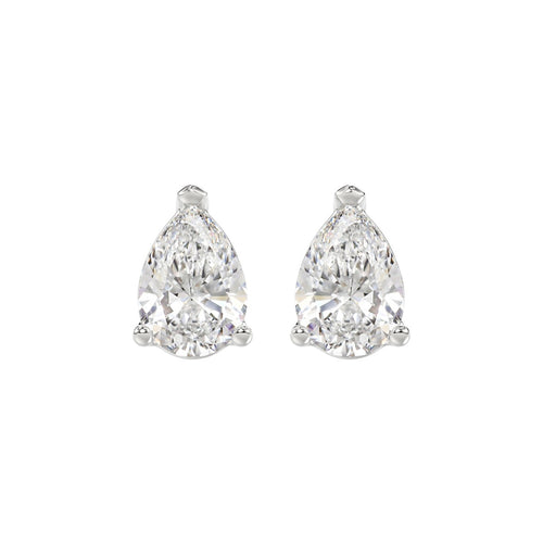 4 Carat Pear Lab Grown Diamond Stud Earrings White Gold angle view