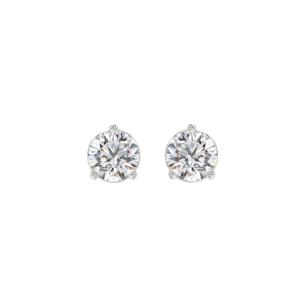 2 Carat Round Brilliant Lab Grown Diamond Stud Earrings White Gold angle view