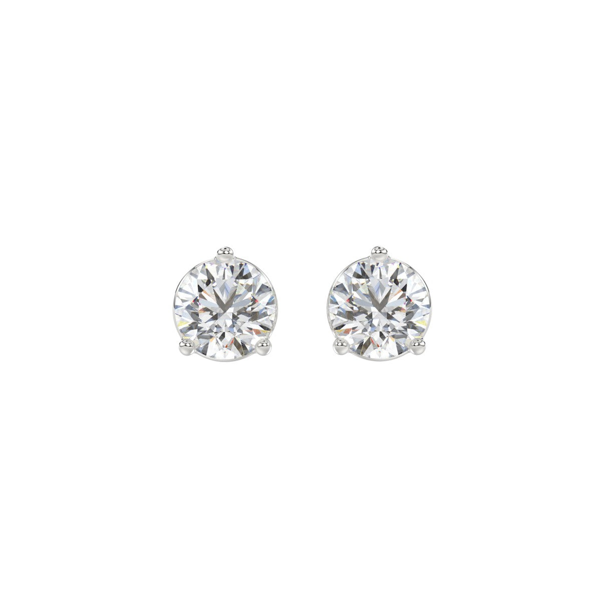 2 Carat Round Brilliant Lab Grown Diamond Stud Earrings White Gold angle view