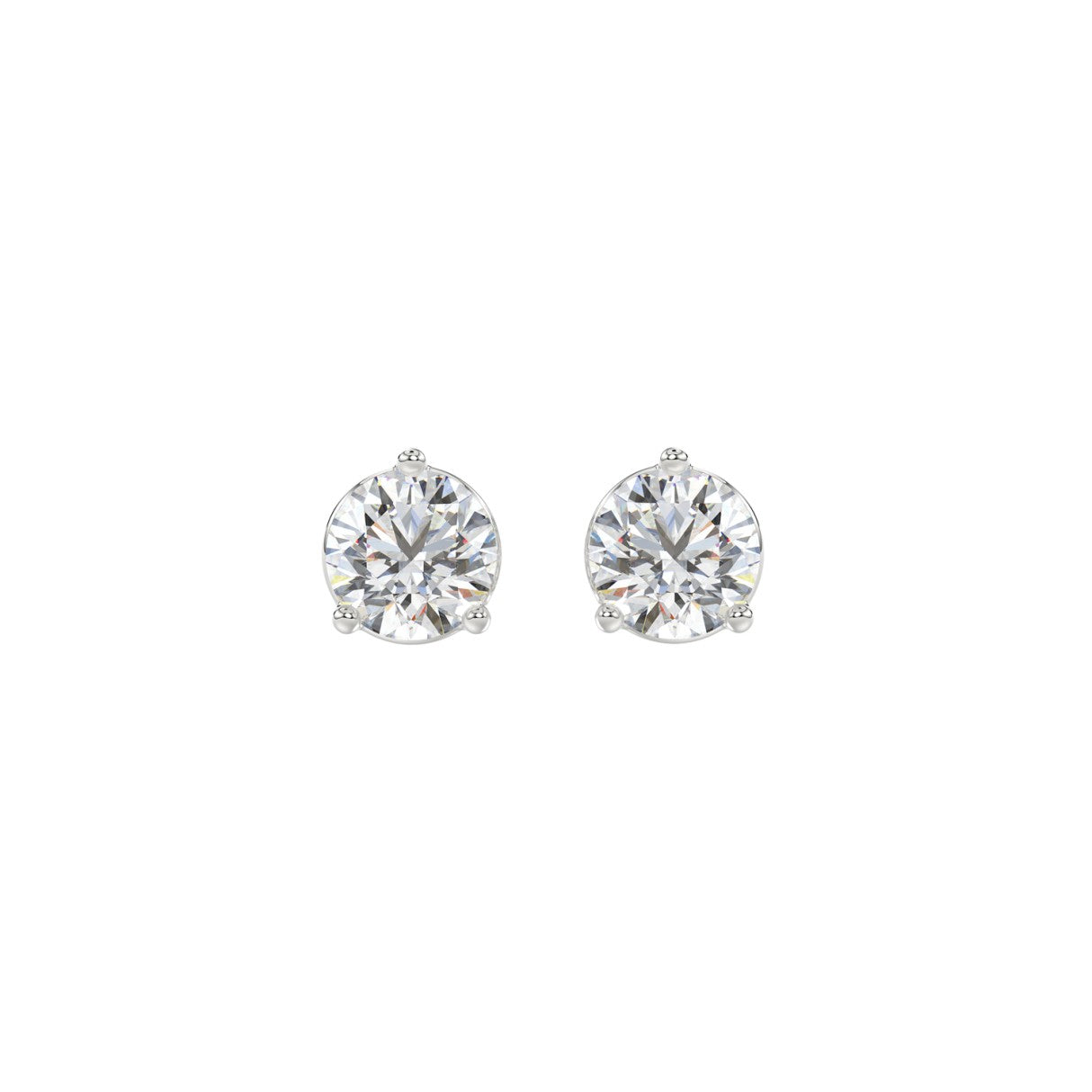 1.5 Carat Round Brilliant Lab Grown Diamond Stud Earrings White Gold angle view