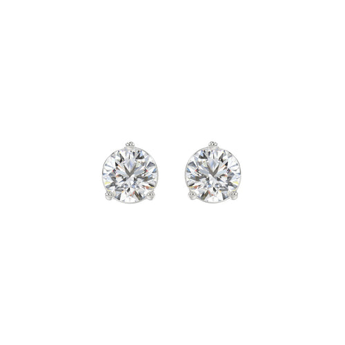 1.5 Carat Round Brilliant Lab Grown Diamond Stud Earrings White Gold angle view