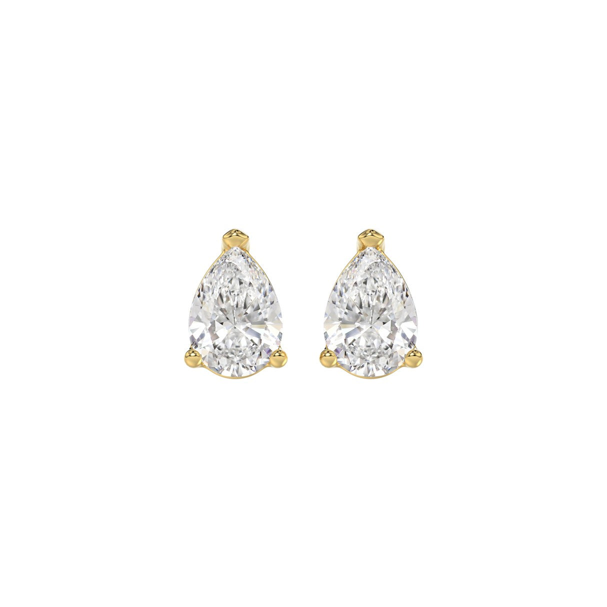 1.5 Carat Pear Lab Grown Diamond Stud Earrings Yellow Gold angle view