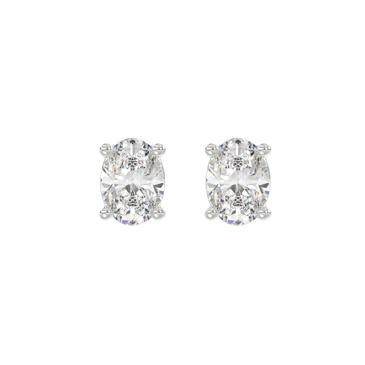 2.5 Carat Oval Lab Grown Diamond Stud Earrings White Gold angle view