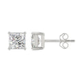 3 Carat Princess Lab Grown Diamond Stud Earrings White Gold angle view