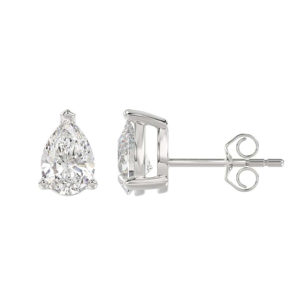 2.5 Carat Pear Lab Grown Diamond Stud Earrings White Gold down view