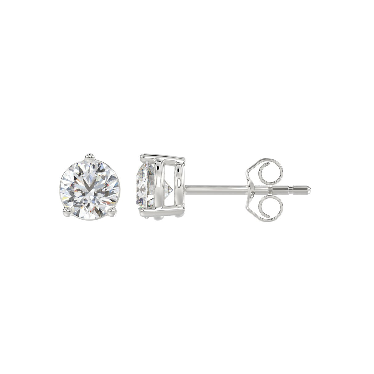 1.5 Carat Round Brilliant Lab Grown Diamond Stud Earrings White Gold down view