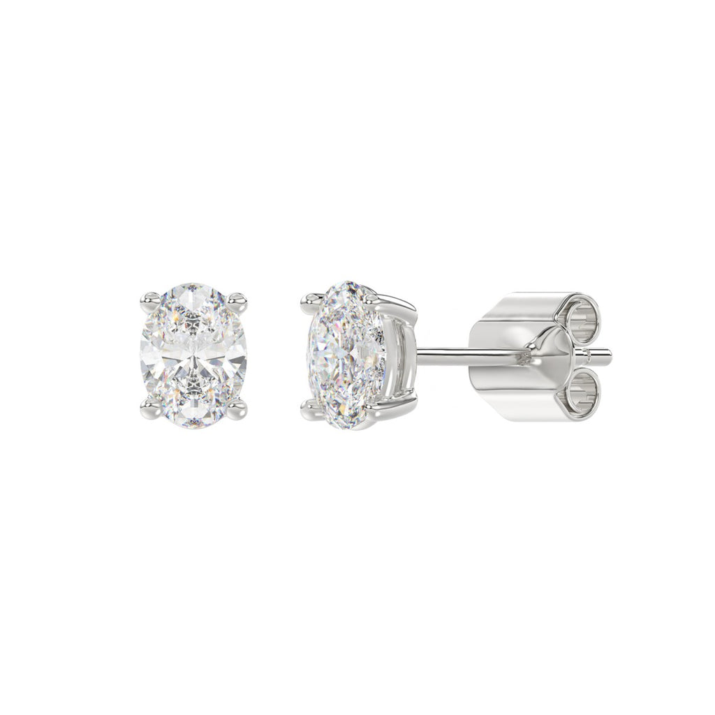 1.5 Carat Oval Lab Grown Diamond Stud Earrings White Gold down view