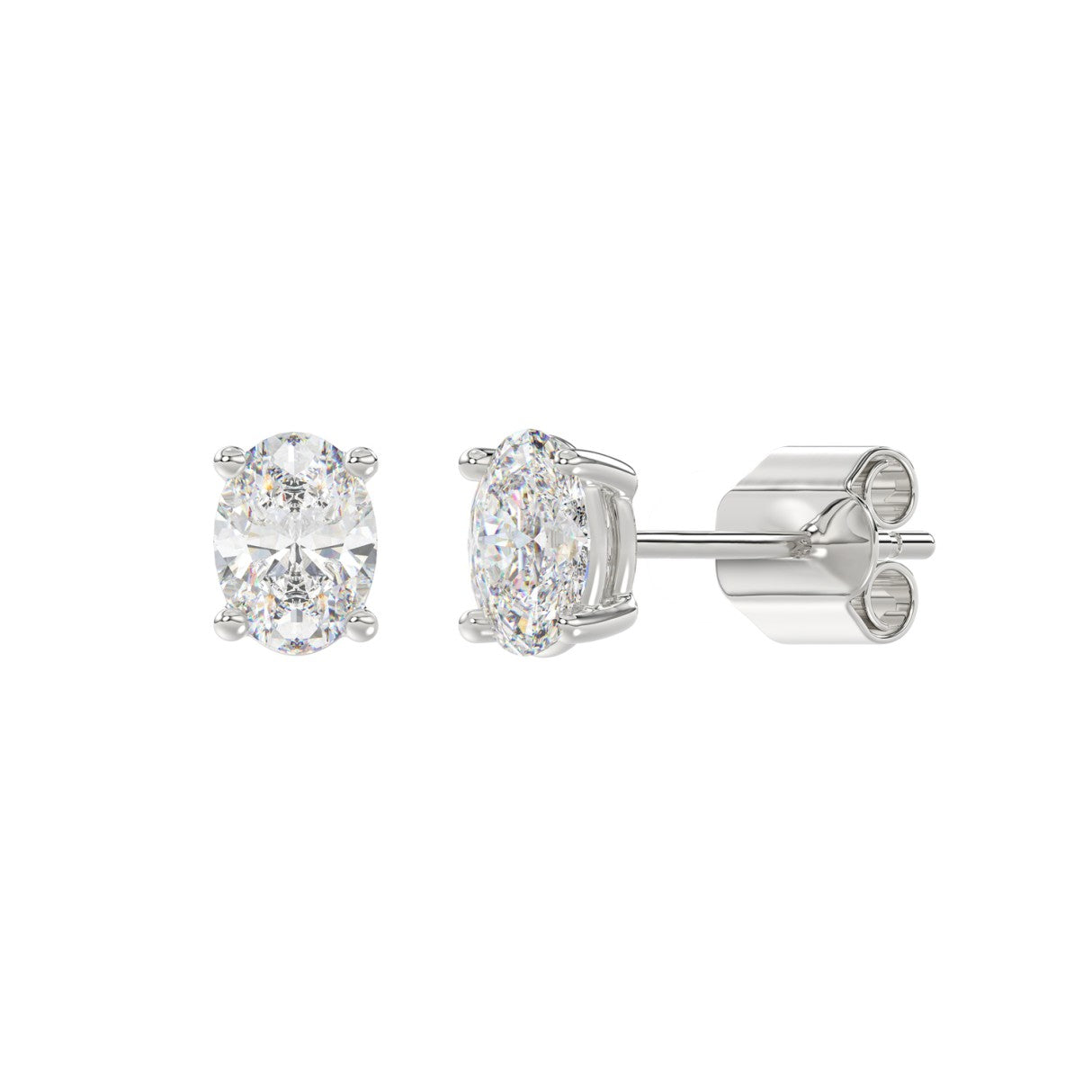 1.5 Carat Oval Lab Grown Diamond Stud Earrings White Gold down view