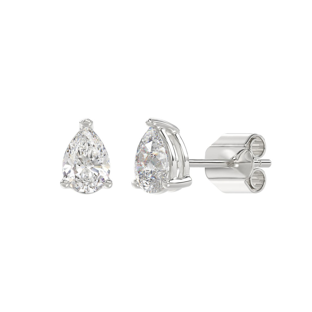1.5 Carat Pear Lab Grown Diamond Stud Earrings White Gold down view