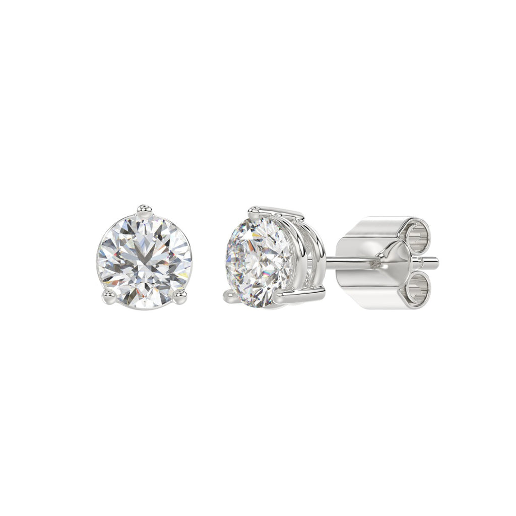 2.5 Carat Round Brilliant Lab Grown Diamond Stud Earrings White Gold down view