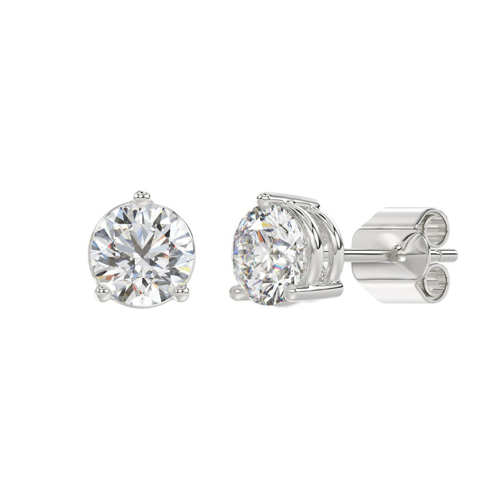 4 Carat Round Brilliant Lab Grown Diamond Stud Earrings White Gold down view
