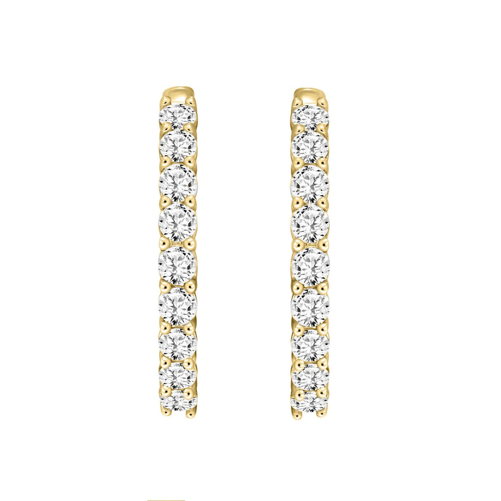 7 Carat Inside-Out Round Lab Grown Diamond Hoop Earrings Yellow Gold down view