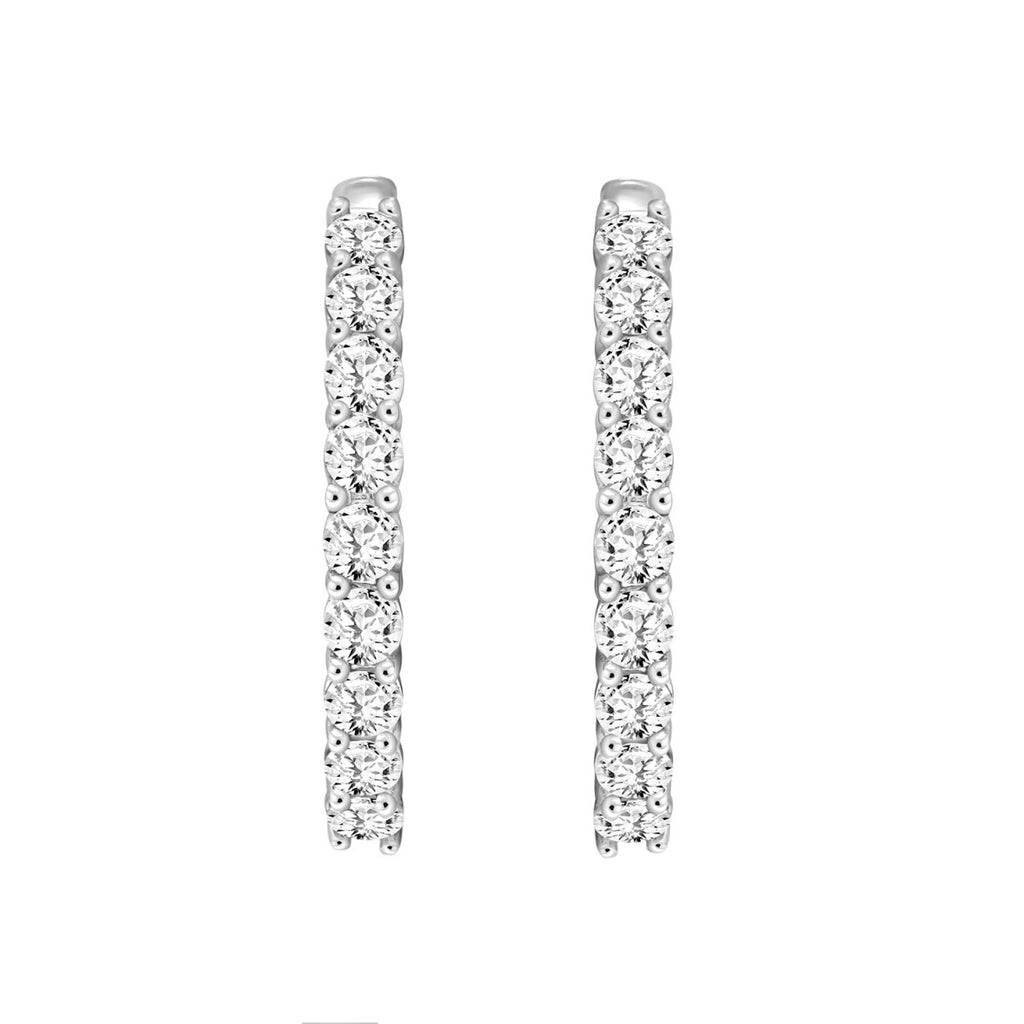 7 Carat Inside-Out Round Lab Grown Diamond Hoop Earrings White Gold down view