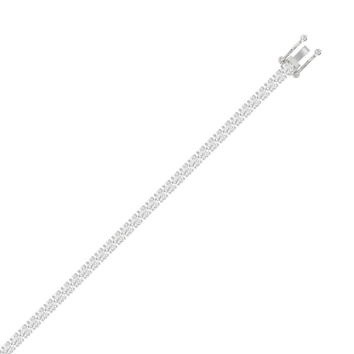 Classic 4 Prong Lab Grown Diamond Tennis Bracelet approx. 5 ct White Gold down view