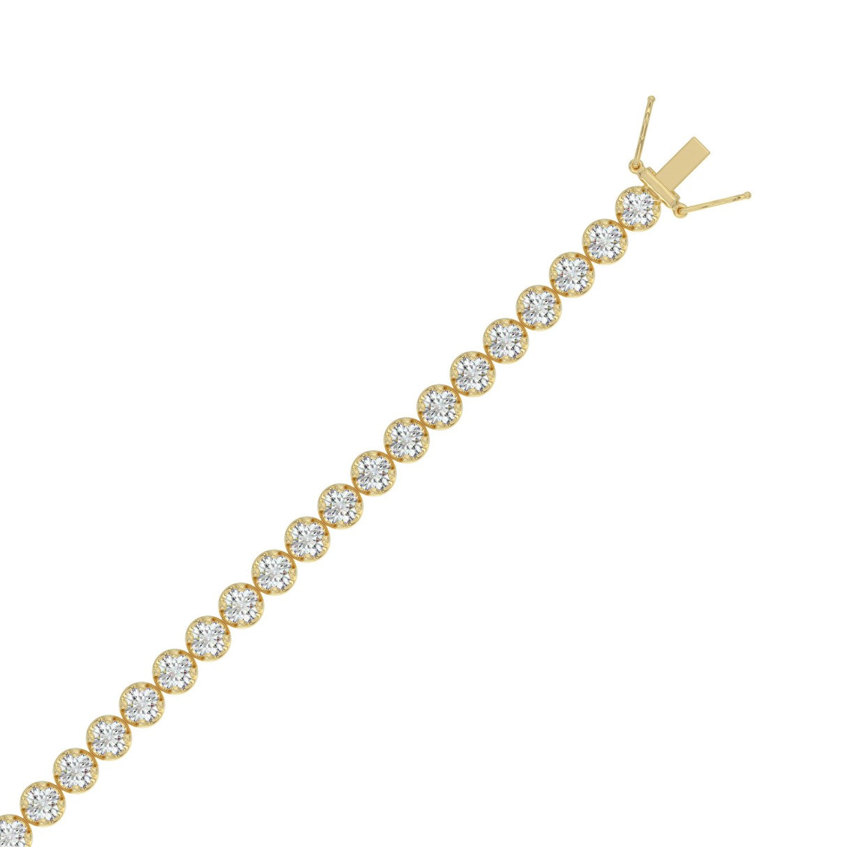 Lightweight Fusion Lab Grown Diamond Tennis Bracelet approx. 7 ct Yellow Gold flat view