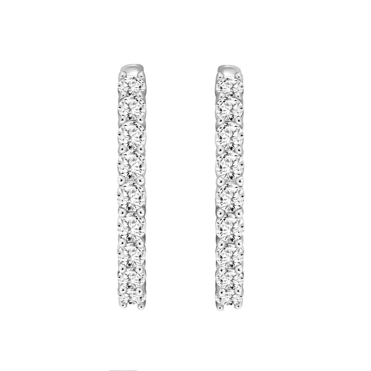 7 Carat Inside-Out Round Lab Grown Diamond Hoop Earrings White Gold flat view