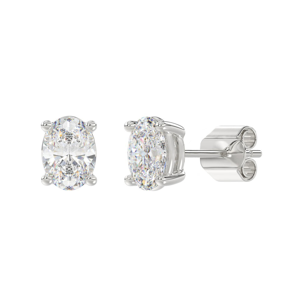 2.5 Carat Oval Lab Grown Diamond Stud Earrings White Gold flat view