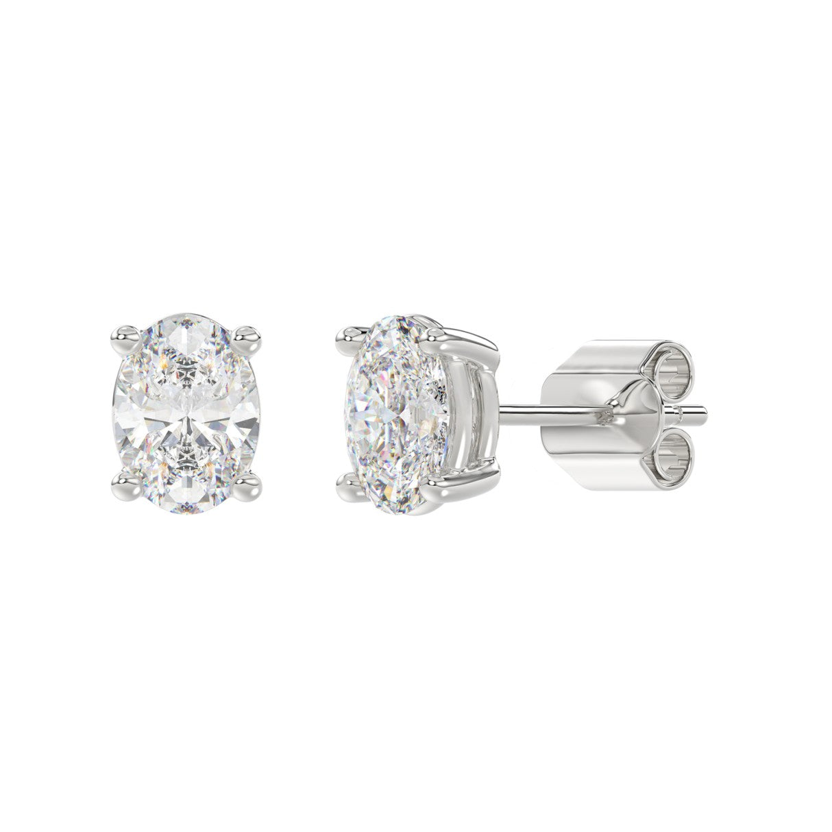 2.5 Carat Oval Lab Grown Diamond Stud Earrings White Gold flat view
