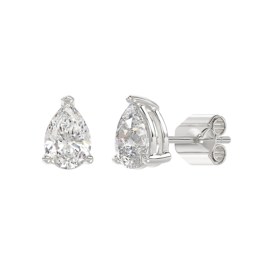 2.5 Carat Pear Lab Grown Diamond Stud Earrings White Gold flat view