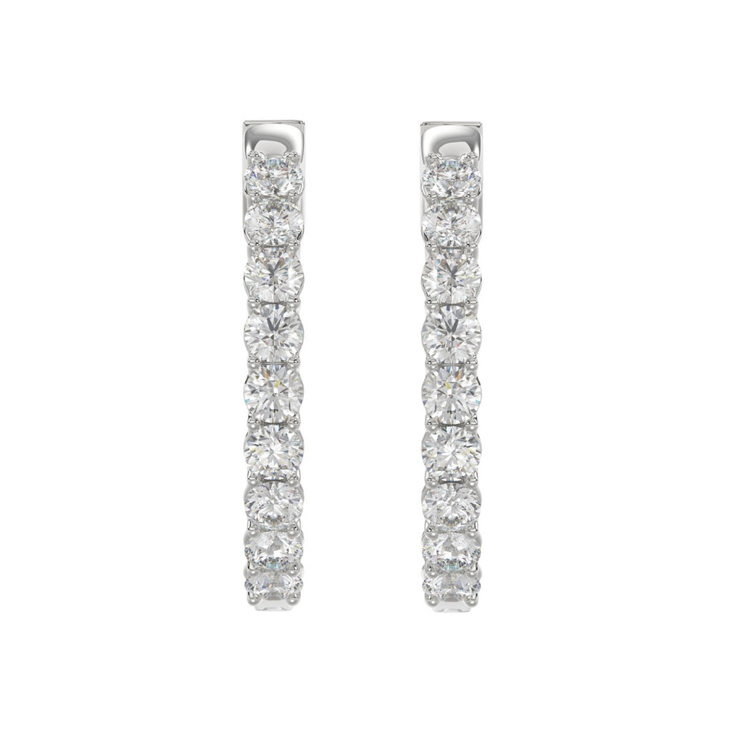 5 Carat Inside-Out Round Lab Grown Diamond Hoop Earrings White Gold flat view