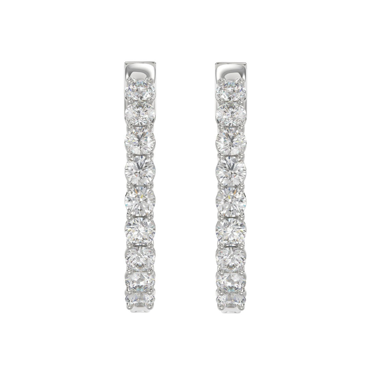 5 Carat Inside-Out Round Lab Grown Diamond Hoop Earrings White Gold flat view
