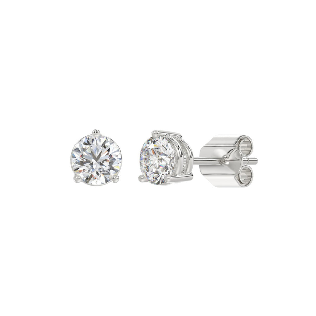 1.5 Carat Round Brilliant Lab Grown Diamond Stud Earrings White Gold flat view